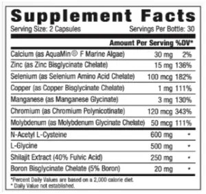 Pure Cellular Detox Supplement Facts